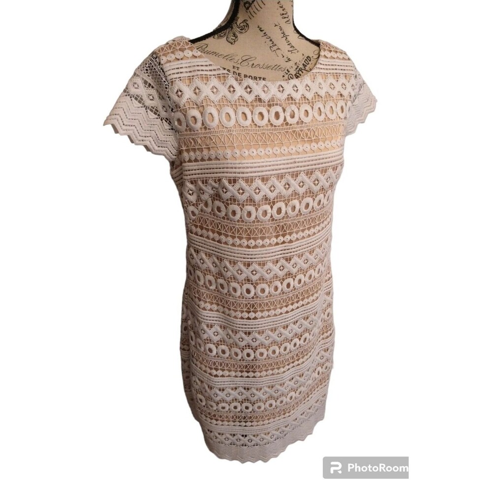 Eliza J  crotchet dress White Size 6 Boho Cottage Core
